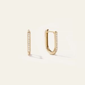 Quince 14K Gold Diamond Pave U Huggie Hoops